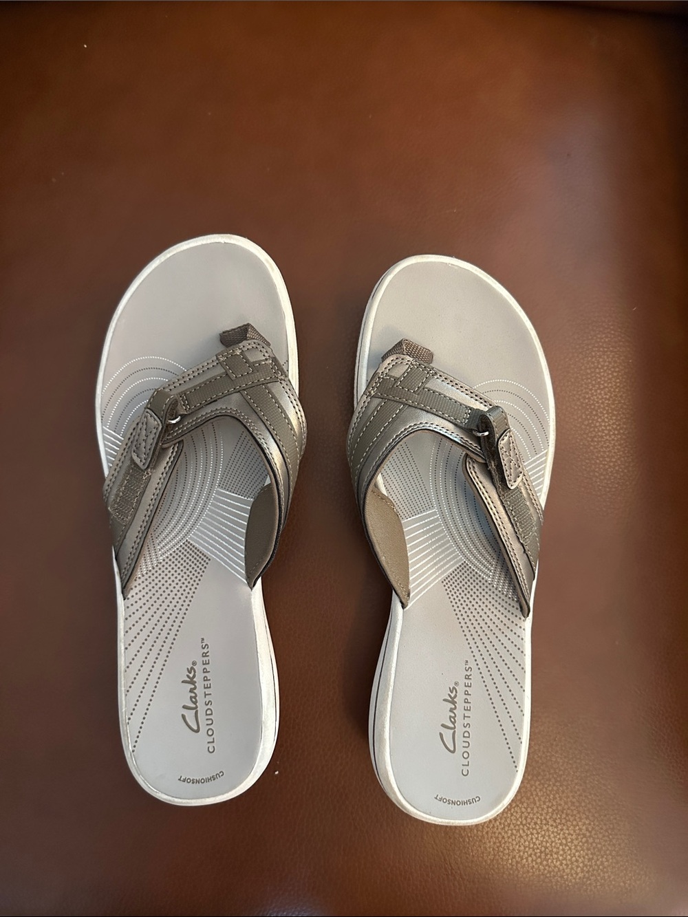 Clarks Cloudsteppers Women's Gray Slide Sandals-Never been worn.
